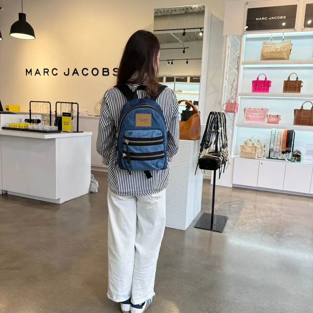 MARC JACOBS Unisex The Biker Colorblock Denim Medium Backpack